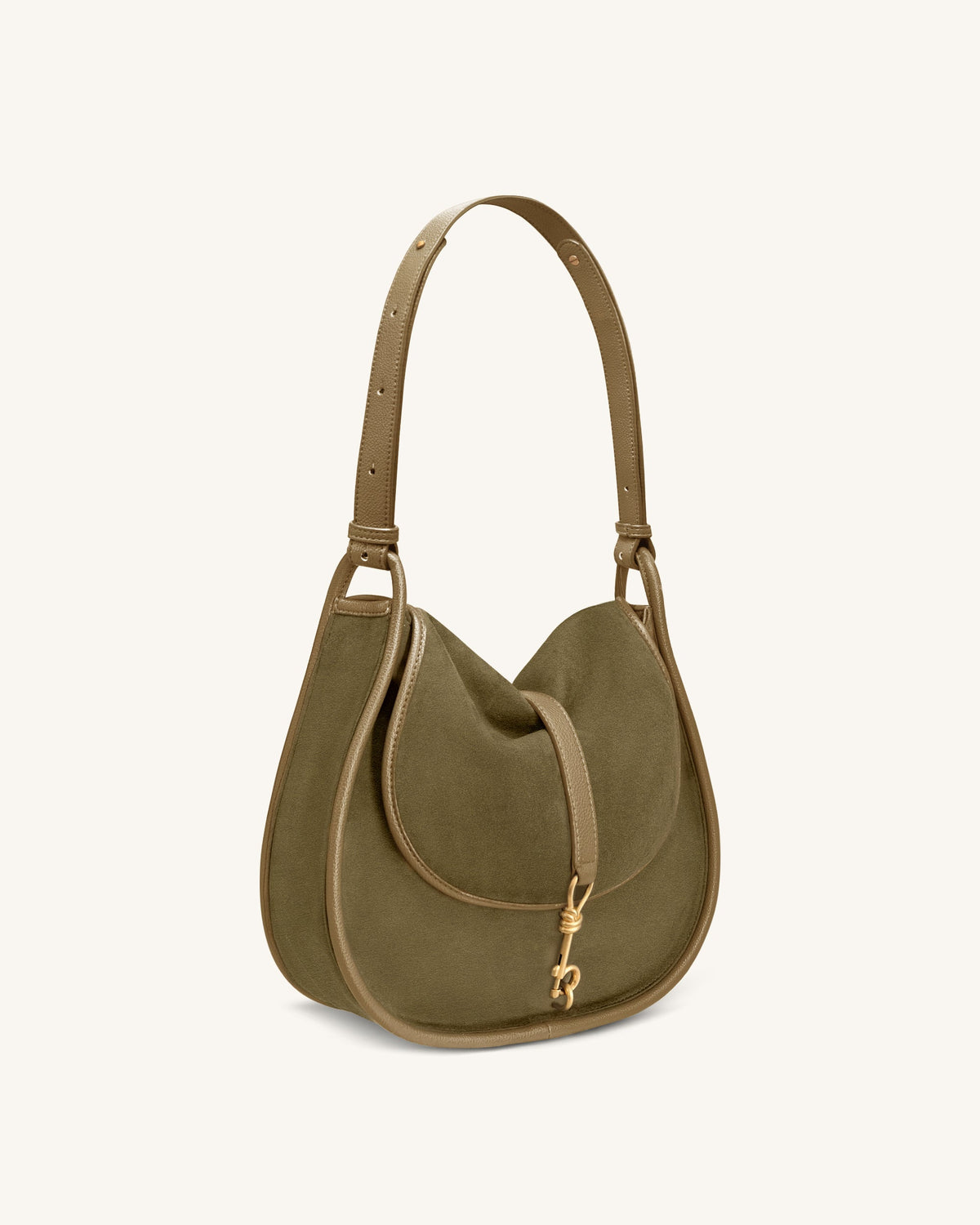 Arla Small Faux Suede Hobo Bag - Olive Green | JW PEI
