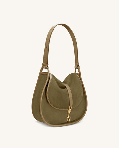 Arla Small Faux Suede Hobo Bag - Olive Green | JW PEI
