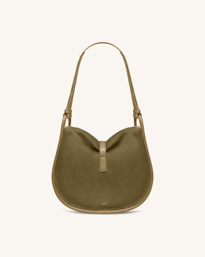 Arla Small Faux Suede Hobo Bag - Olive Green | JW PEI