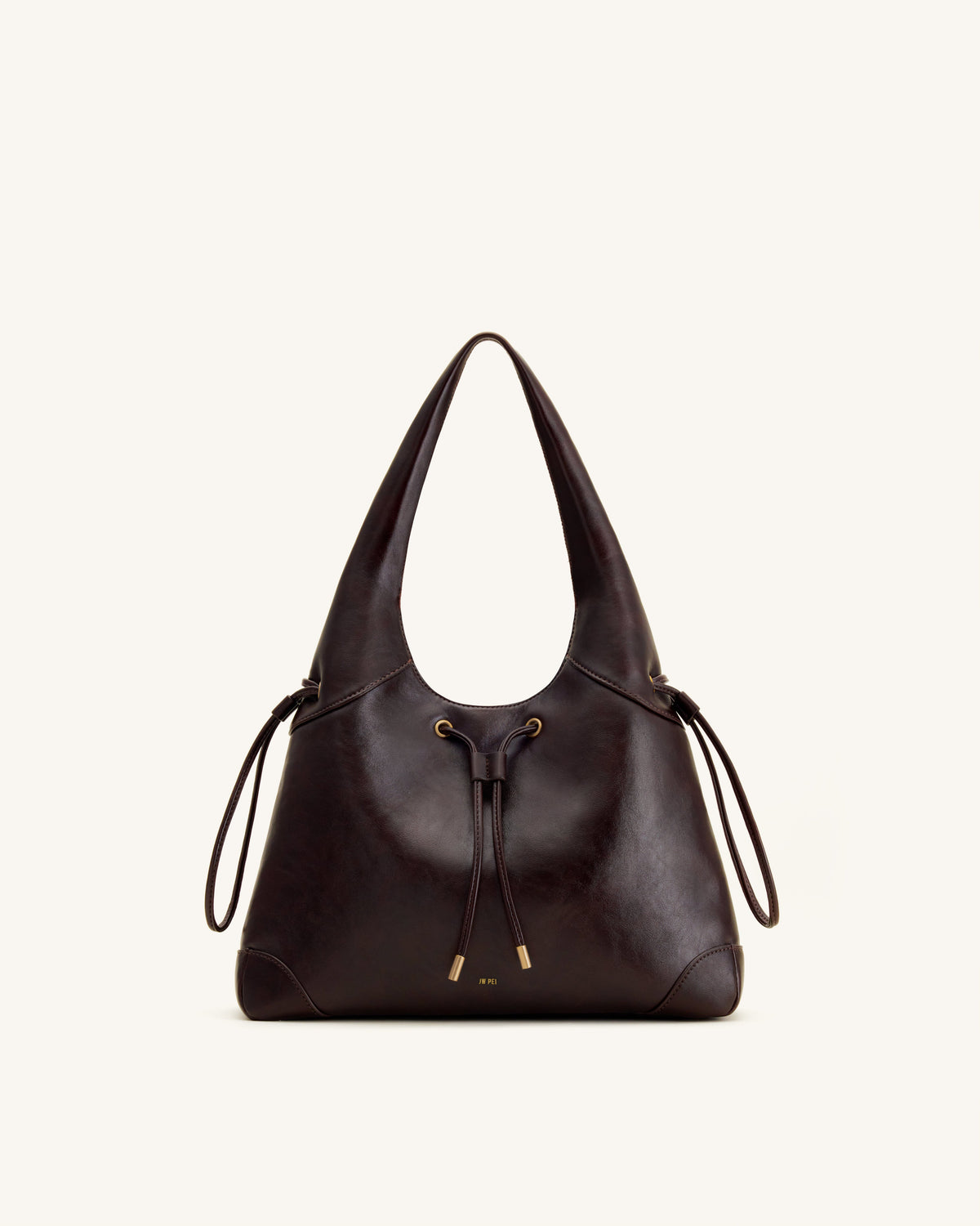 Celandra Drawstring Hobo Bag - Dark Brown | JW PEI