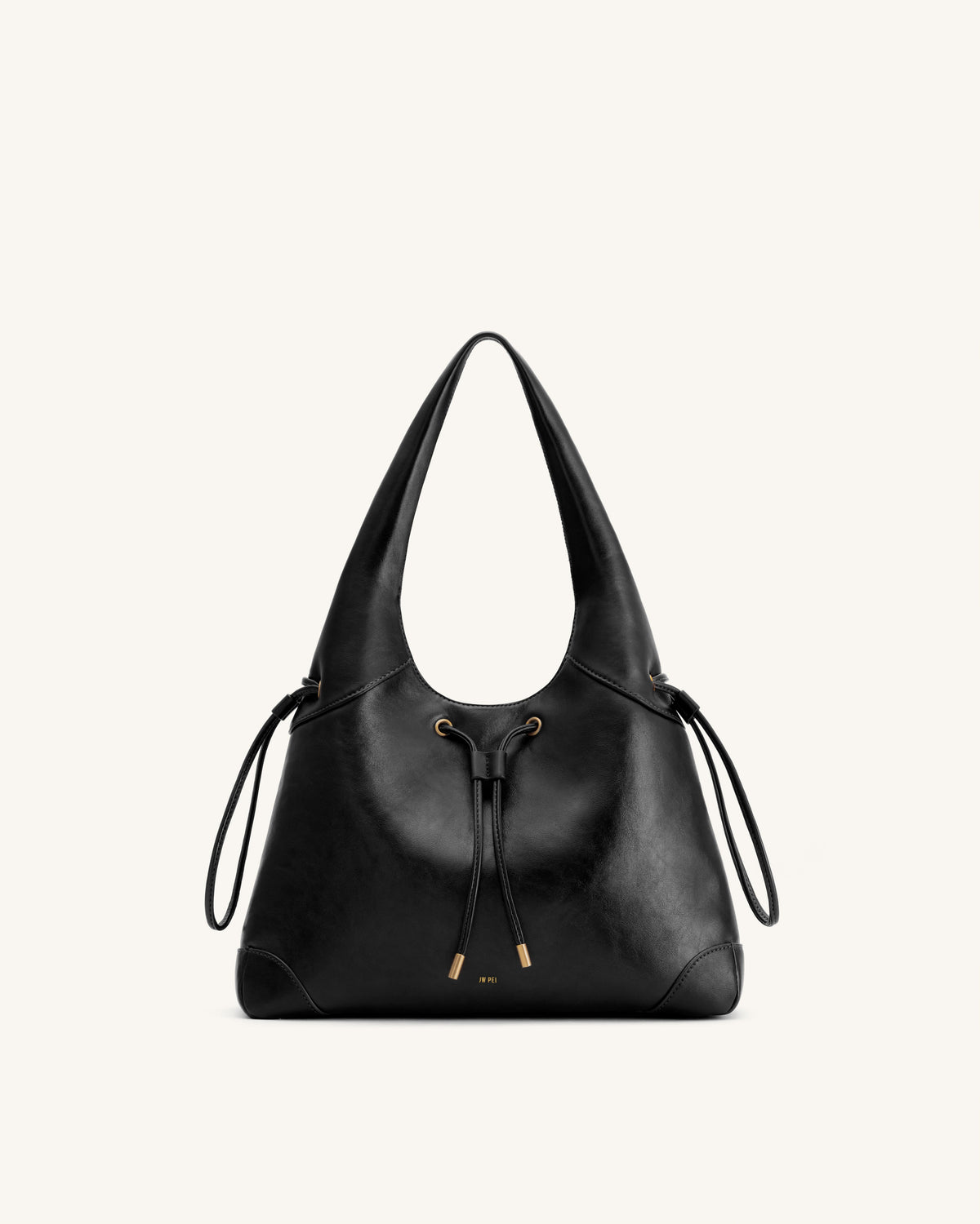 Celandra Drawstring Hobo Bag - Black | JW PEI