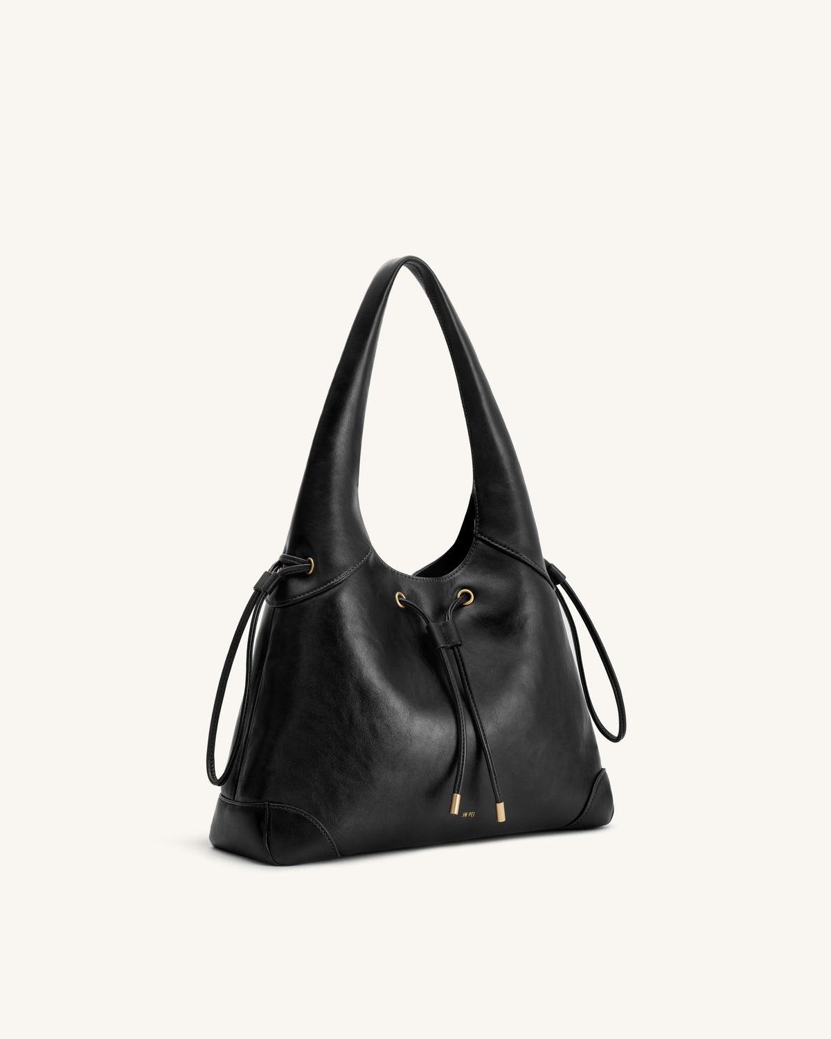 Celandra Drawstring Hobo Bag - Black | JW PEI