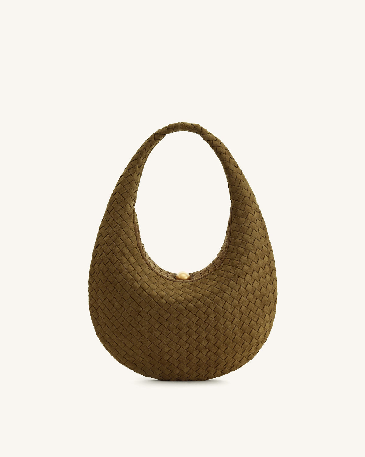 Nola Faux Suede Woven Hobo Shoulder Bag - Olive Green | JW PEI