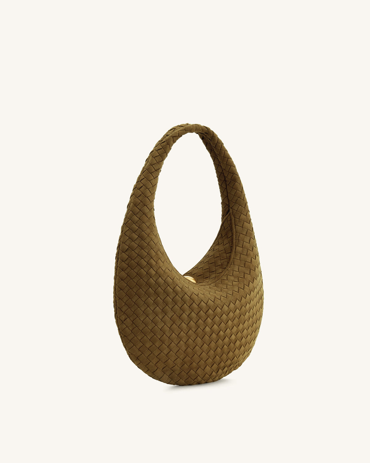 Nola Faux Suede Woven Hobo Shoulder Bag - Olive Green | JW PEI