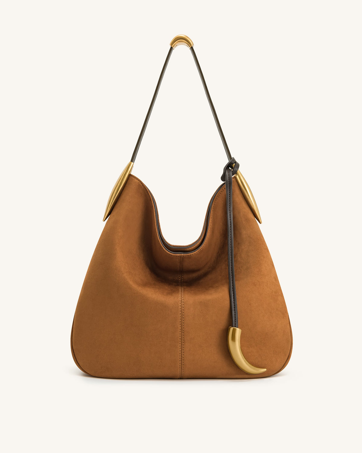Nina Metal Charm Hobo Bag - Brown | JW PEI