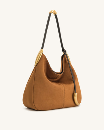 Nina Metal Charm Hobo Bag - Brown | JW PEI