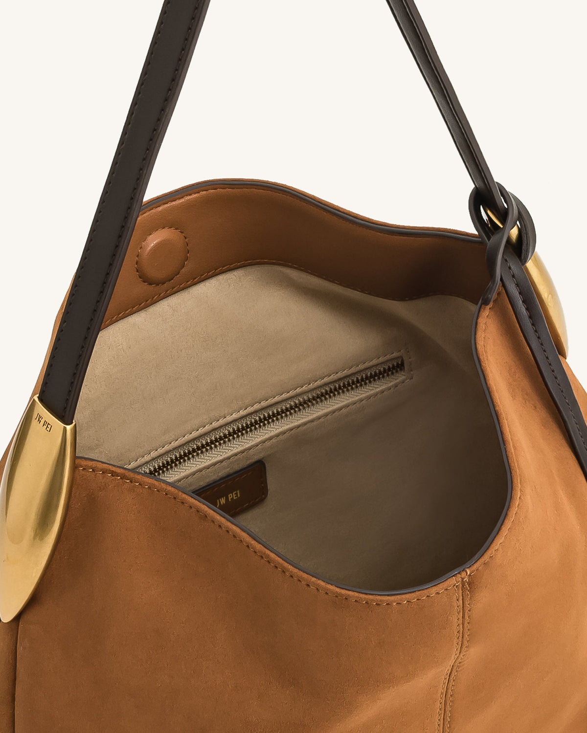 Nina Metal Charm Hobo Bag - Brown | JW PEI