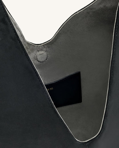 Dara Faux Suede Hobo Bag - Black | JW PEI