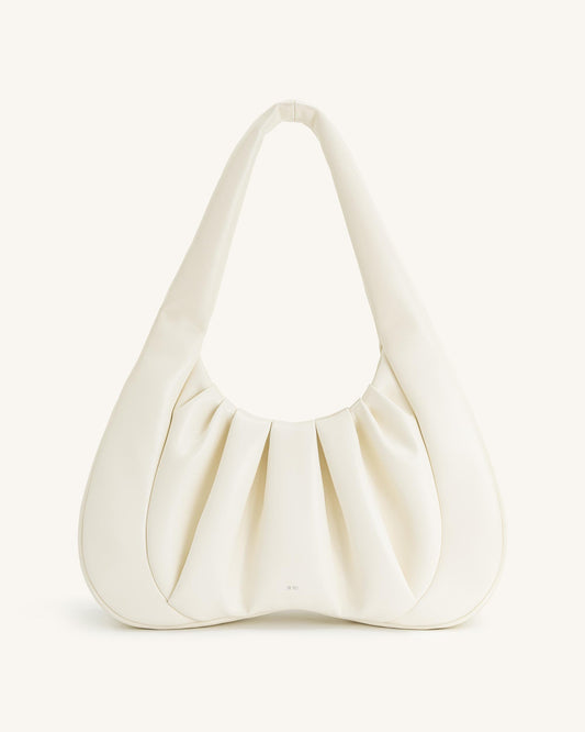 Ashley Ruched Shoulder Bag - White | JW PEI