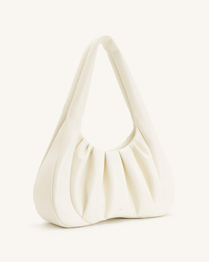 Ashley Ruched Shoulder Bag - White | JW PEI