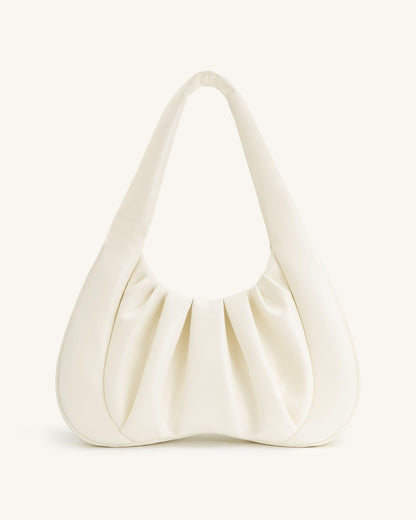 Ashley Ruched Shoulder Bag - White | JW PEI