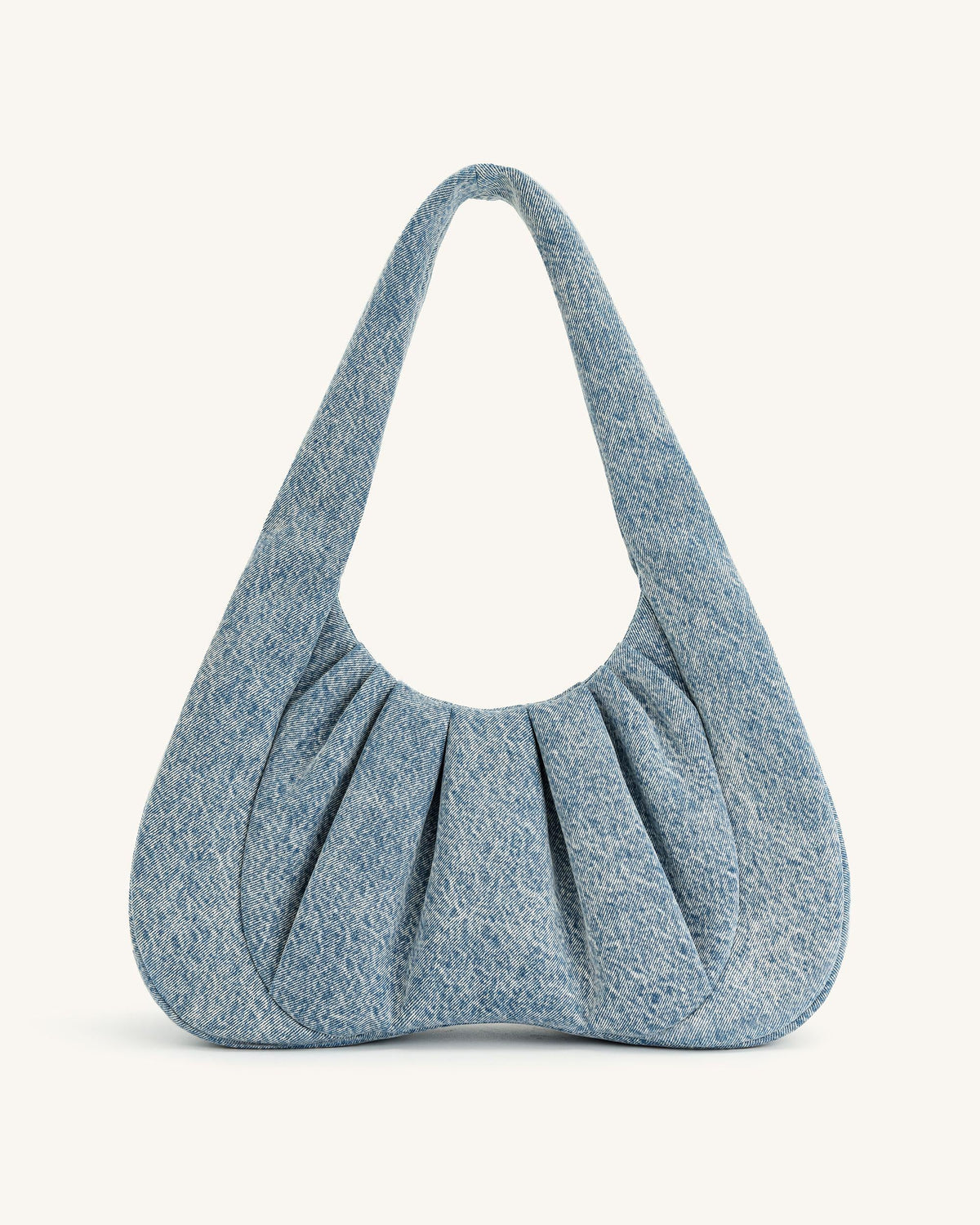 Ashley Denim Ruched Shoulder Bag - Blue | JW PEI