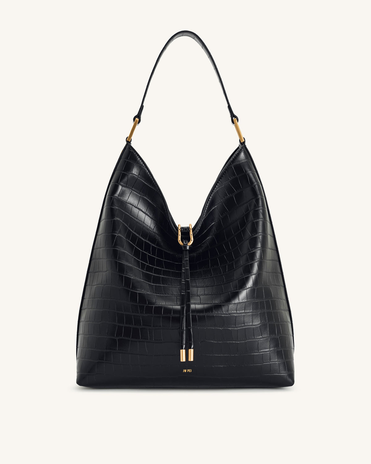 Aria Shoulder Bag - Black Croc | JW PEI