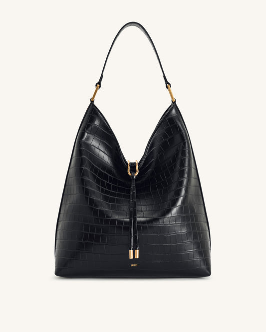 Aria Shoulder Bag - Black Croc | JW PEI