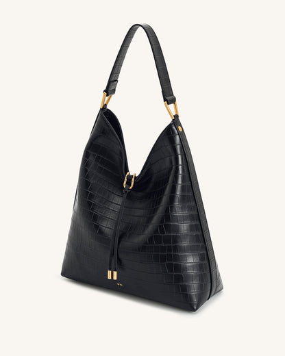 Aria Shoulder Bag - Black Croc | JW PEI