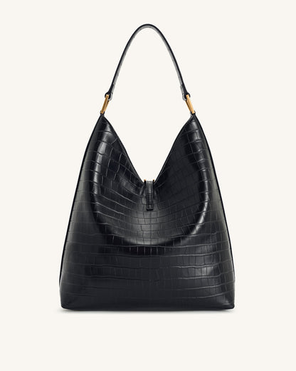Aria Shoulder Bag - Black Croc | JW PEI