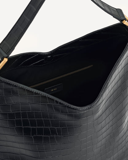Aria Shoulder Bag - Black Croc | JW PEI