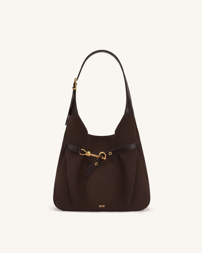 Alina Faux Suede Hobo Bag - Chocolate Brown | JW PEI