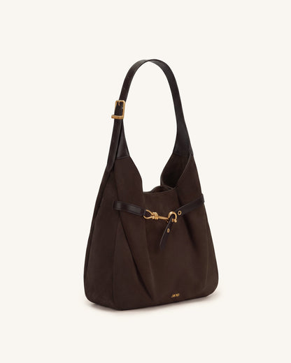Alina Faux Suede Hobo Bag - Chocolate Brown | JW PEI