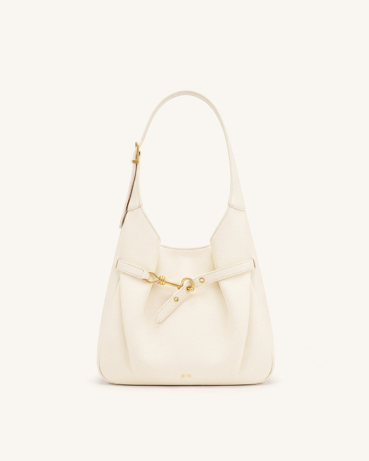 Alina Pebbled Hobo Bag - White | JW PEI