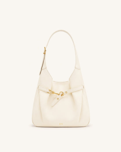 Alina Pebbled Hobo Bag - White | JW PEI