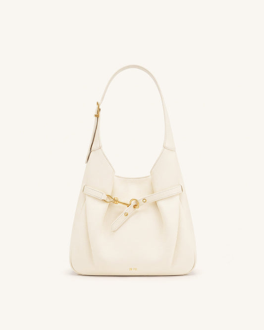 Alina Pebbled Hobo Bag - White | JW PEI