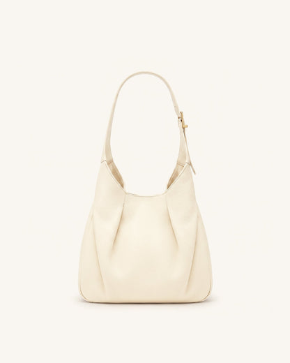 Alina Pebbled Hobo Bag - White | JW PEI