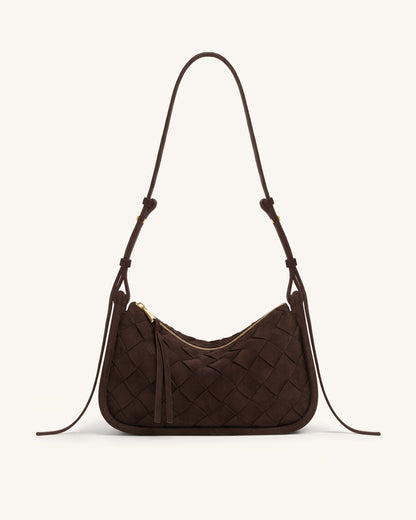 Zirelle Woven Faux Suede Hobo Bag - Brown | JW PEI