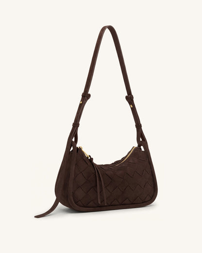 Zirelle Woven Faux Suede Hobo Bag - Brown | JW PEI