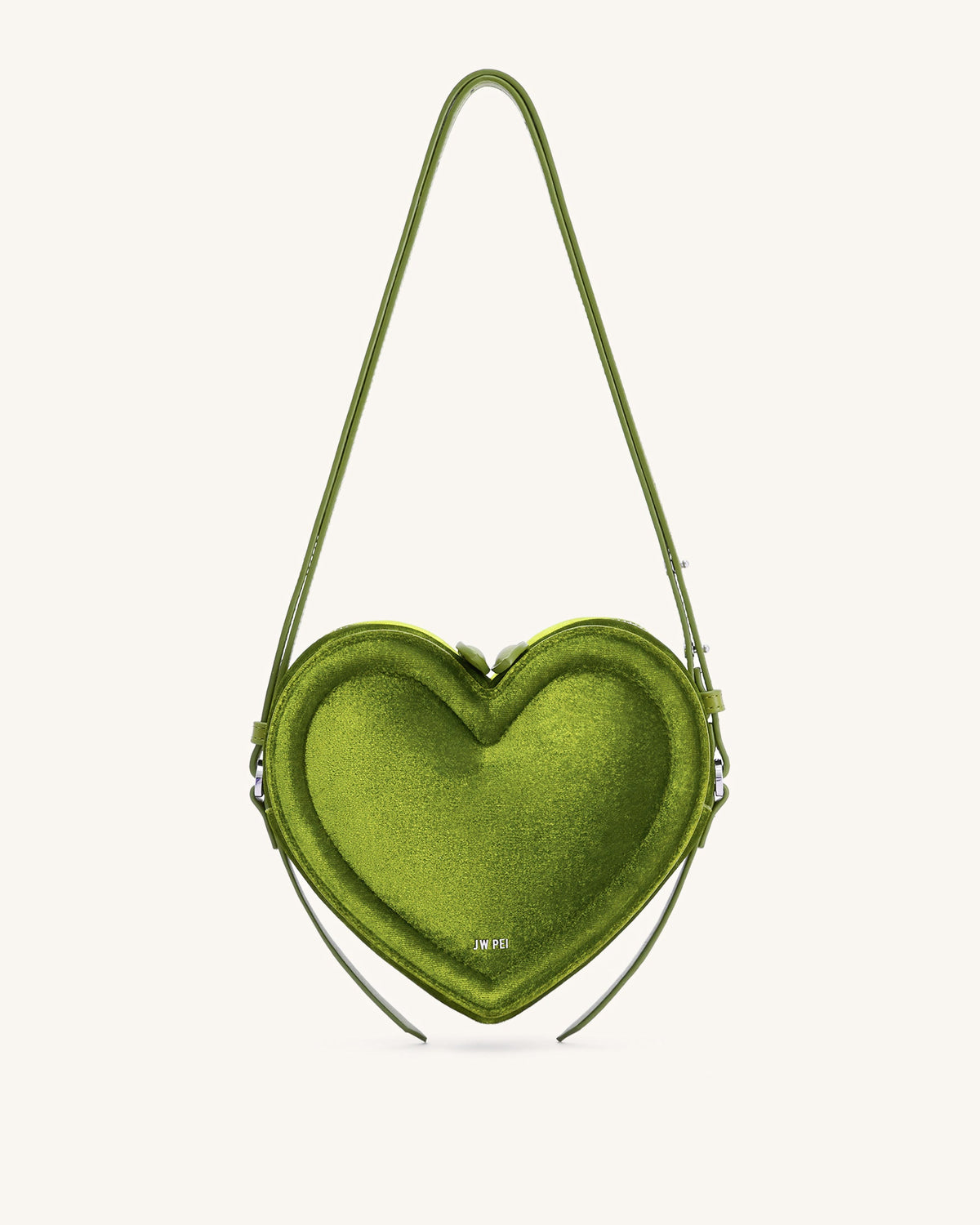 Arlene Velvet Heart Shaped Bag - Green | JW PEI