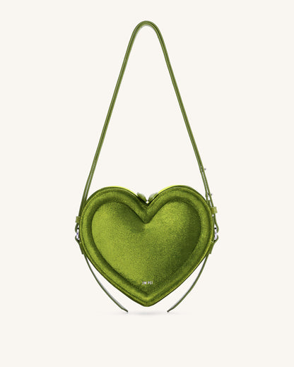Arlene Velvet Heart Shaped Bag - Green | JW PEI