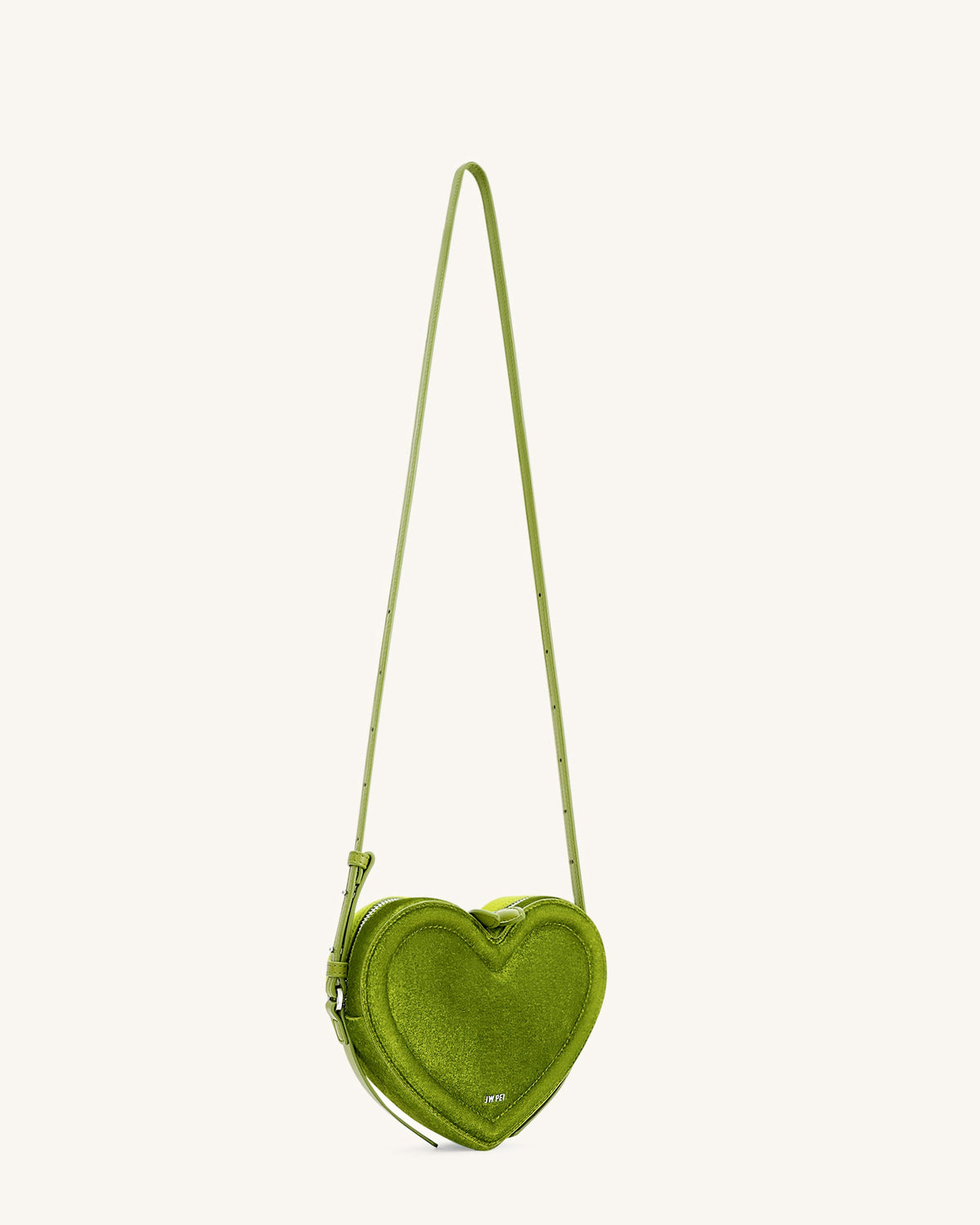 Arlene Velvet Heart Shaped Bag - Green | JW PEI