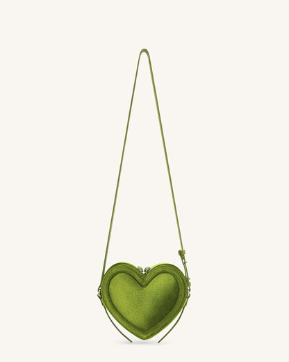 Arlene Velvet Heart Shaped Bag - Green | JW PEI