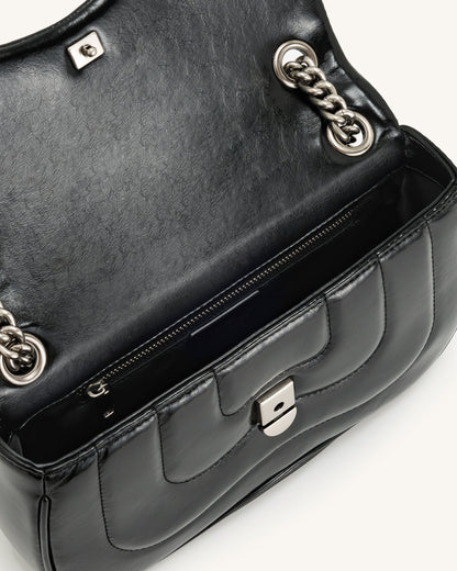 Tina Quilted Chain Crossbody - Black | JW PEI