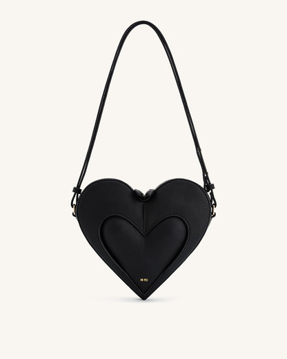 Francisca Heart Shaped Crossbody Bag - Black | JW PEI