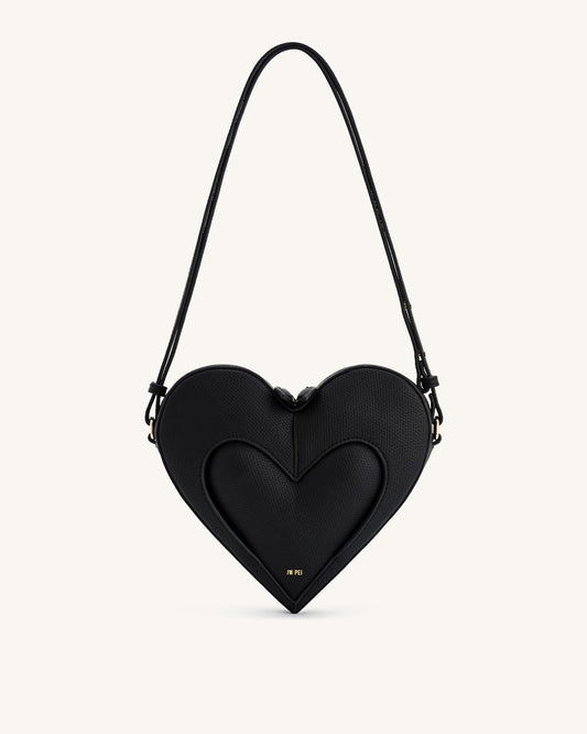 Francisca Heart Shaped Crossbody Bag - Black | JW PEI
