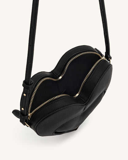 Francisca Heart Shaped Crossbody Bag - Black | JW PEI