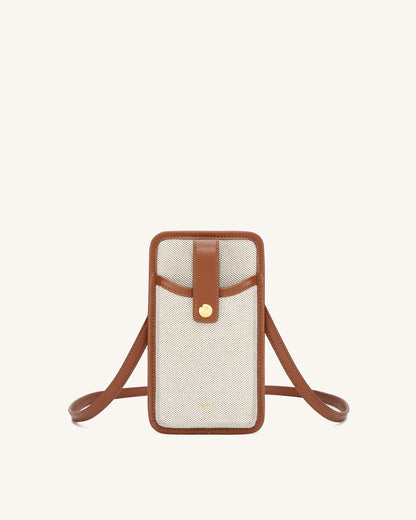 Aylin Canvas Phone Bag - Brown | JW PEI