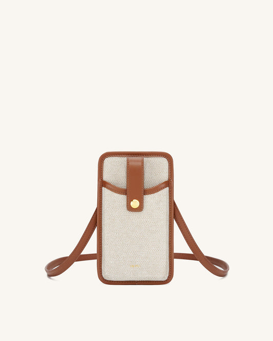 Aylin Canvas Phone Bag - Brown | JW PEI