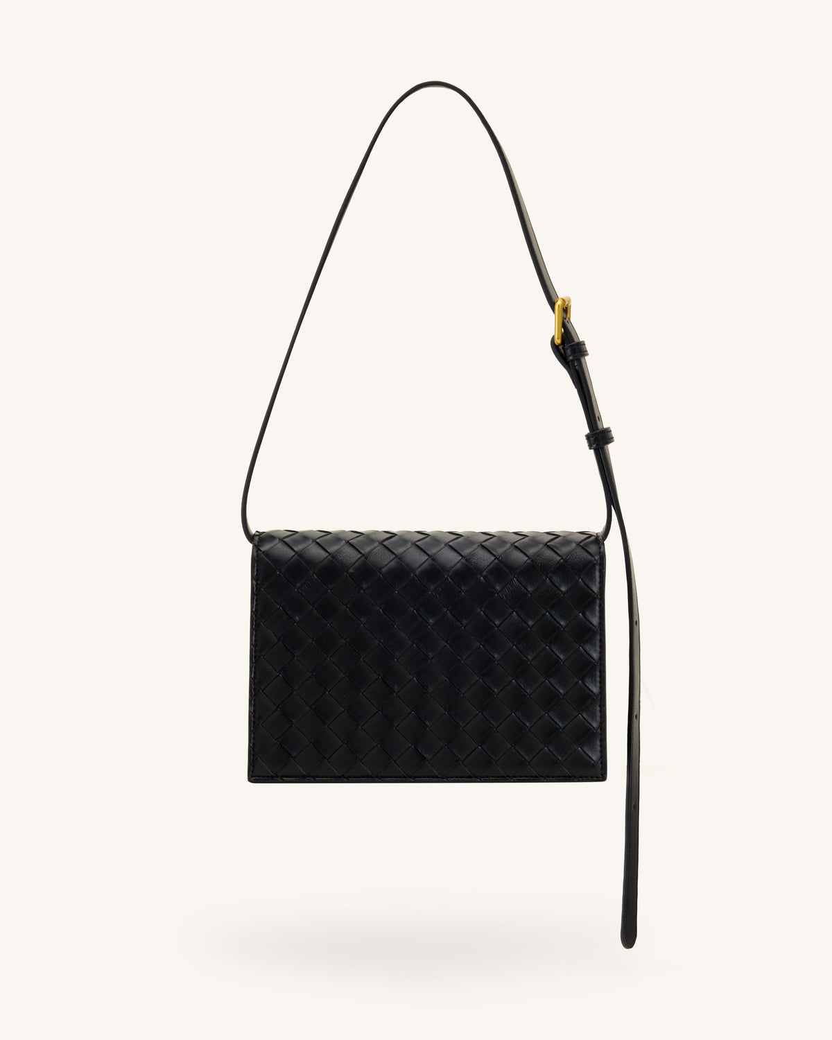 Clio Woven Textured Envelope Crossbody Bag - Black | JW PEI