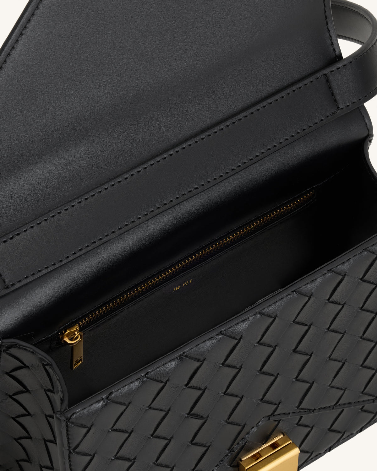 Clio Woven Textured Envelope Crossbody Bag - Black | JW PEI