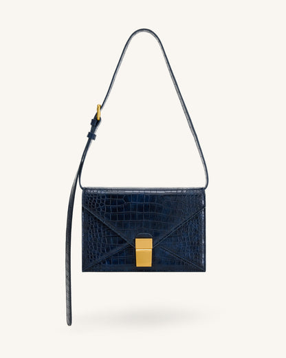 Clio Envelope Crossbody Bag - Navy Croc | JW PEI