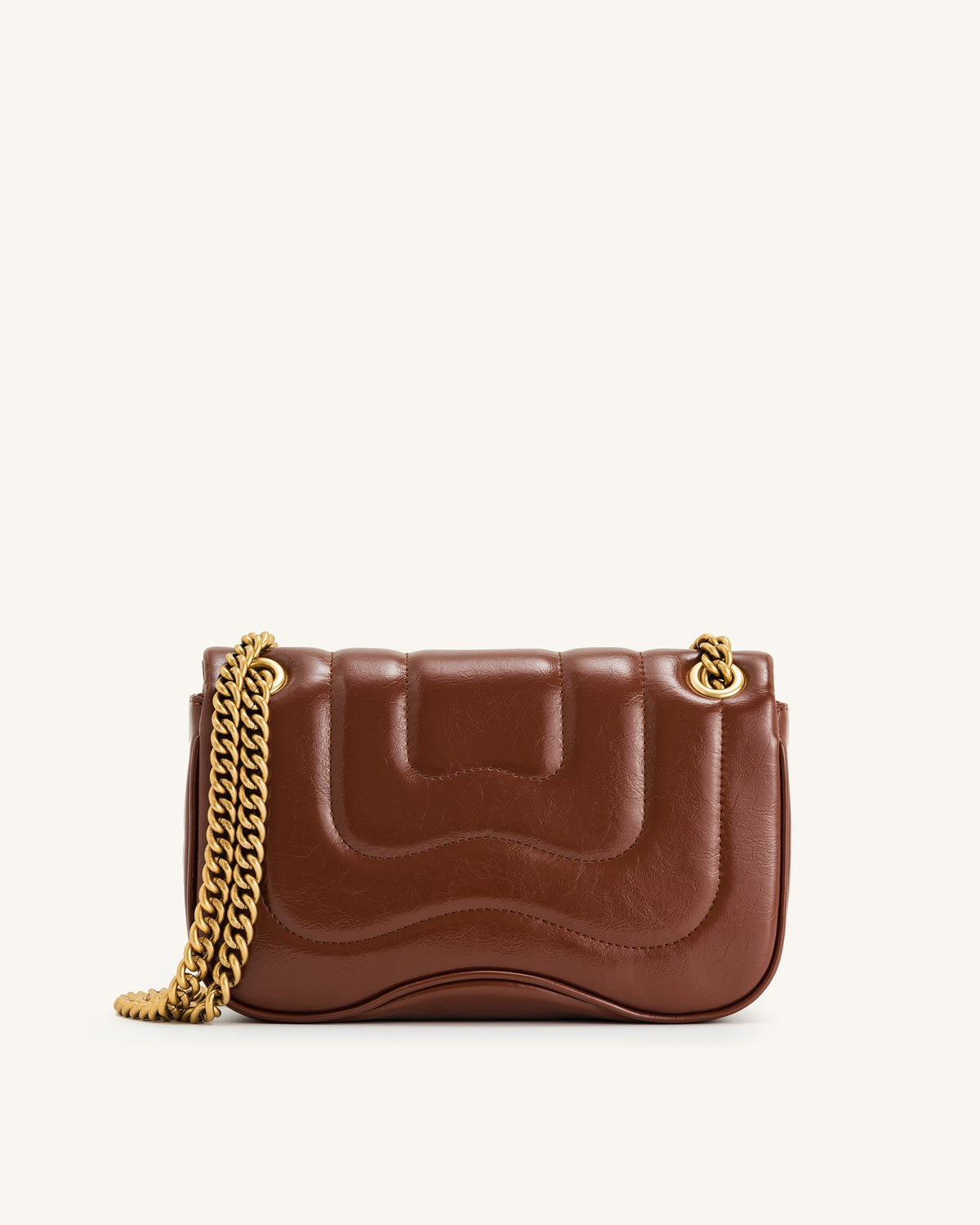 Tina Quilted Chain Crossbody - Brown | JW PEI