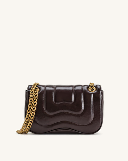 Tina Quilted Chain Crossbody - Deep Claret Brown | JW PEI