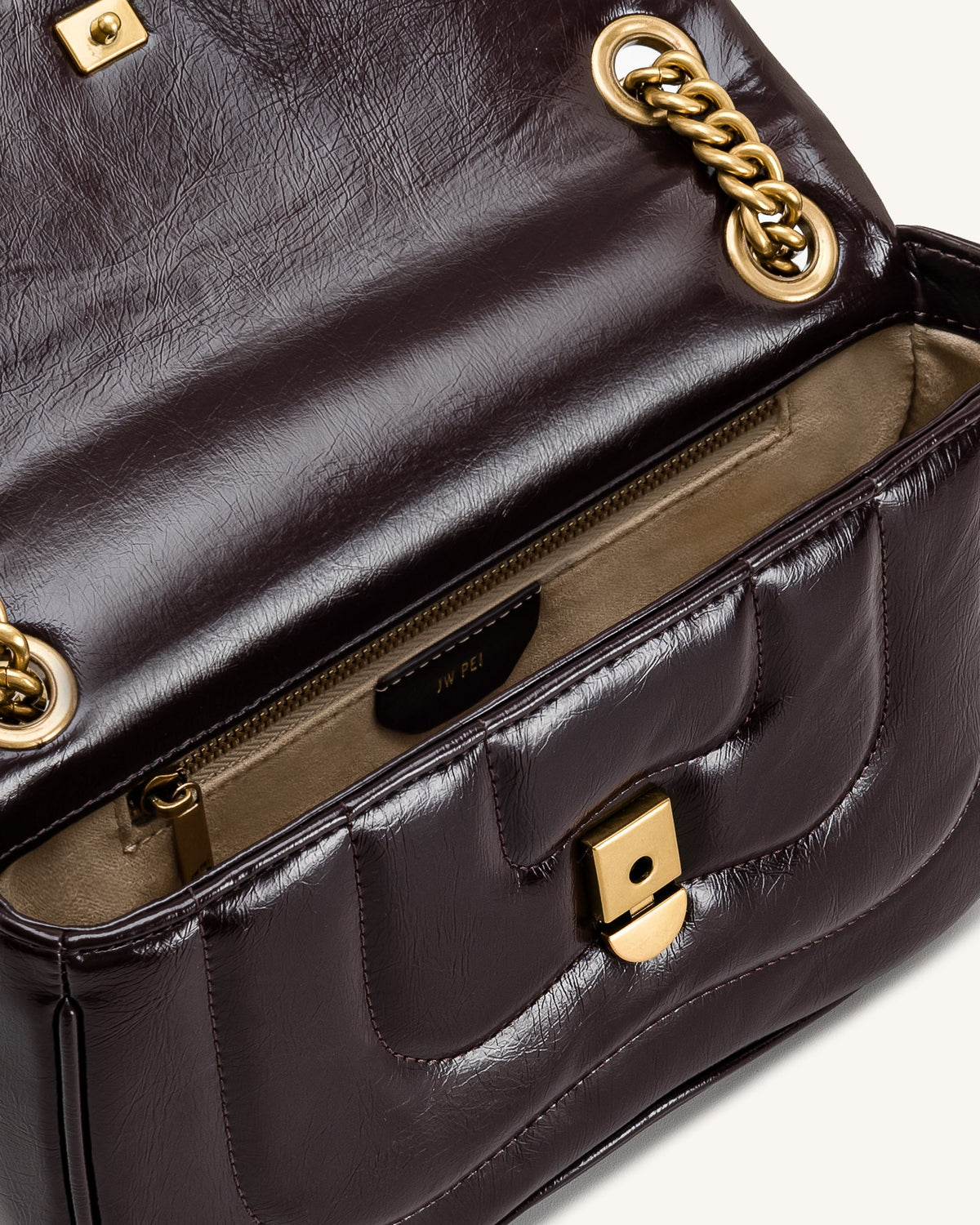 Tina Quilted Chain Crossbody - Deep Claret Brown | JW PEI