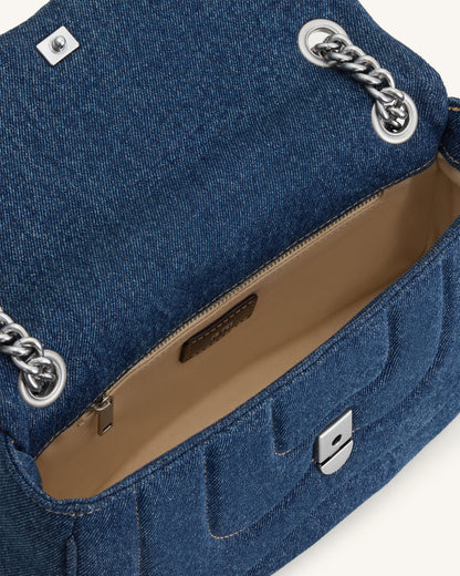 Tina Quilted Chain Crossbody - Blue Denim | JW PEI