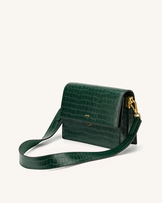 Mini Flap Crossbody - Dark Green Croc | JW PEI
