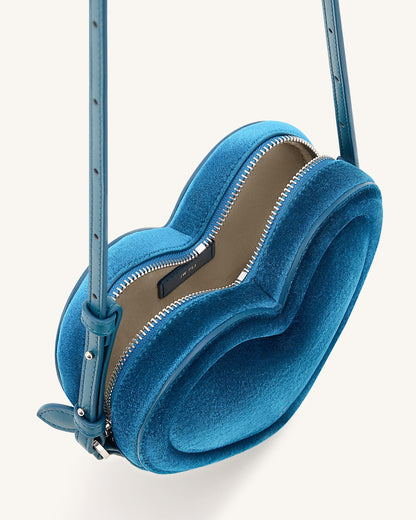 Arlene Velvet Heart Shaped Bag - Blue | JW PEI