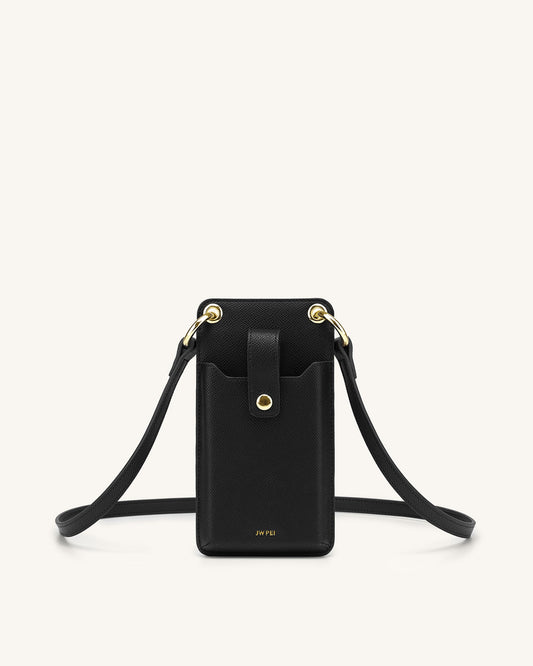 Quinn Phone Bag - Black Grained Vegan Leather | JW PEI