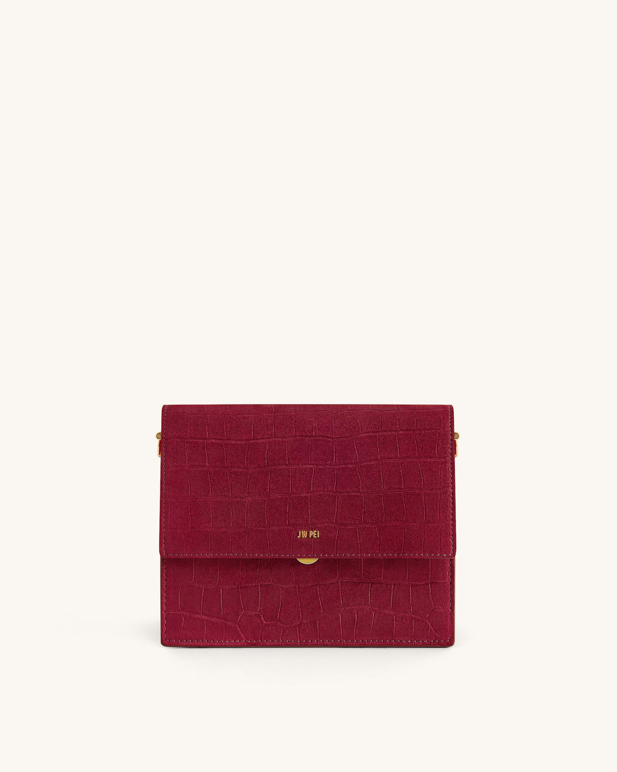 Mini Flap Faux Suede Croc Embossed Crossbody - Burgundy | JW PEI